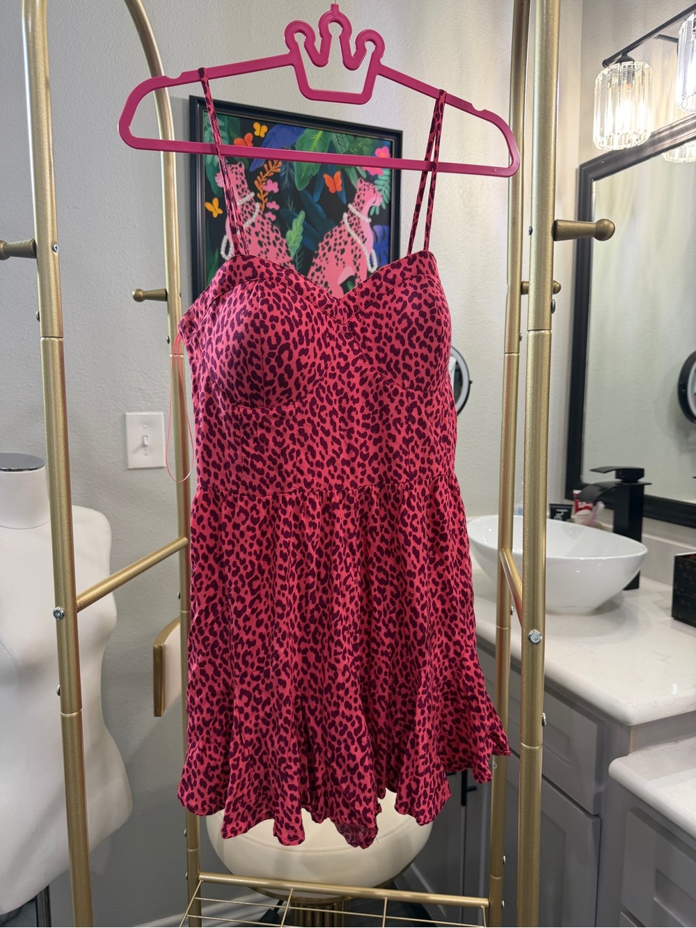 Hot Pink Leopard Shorts Romper